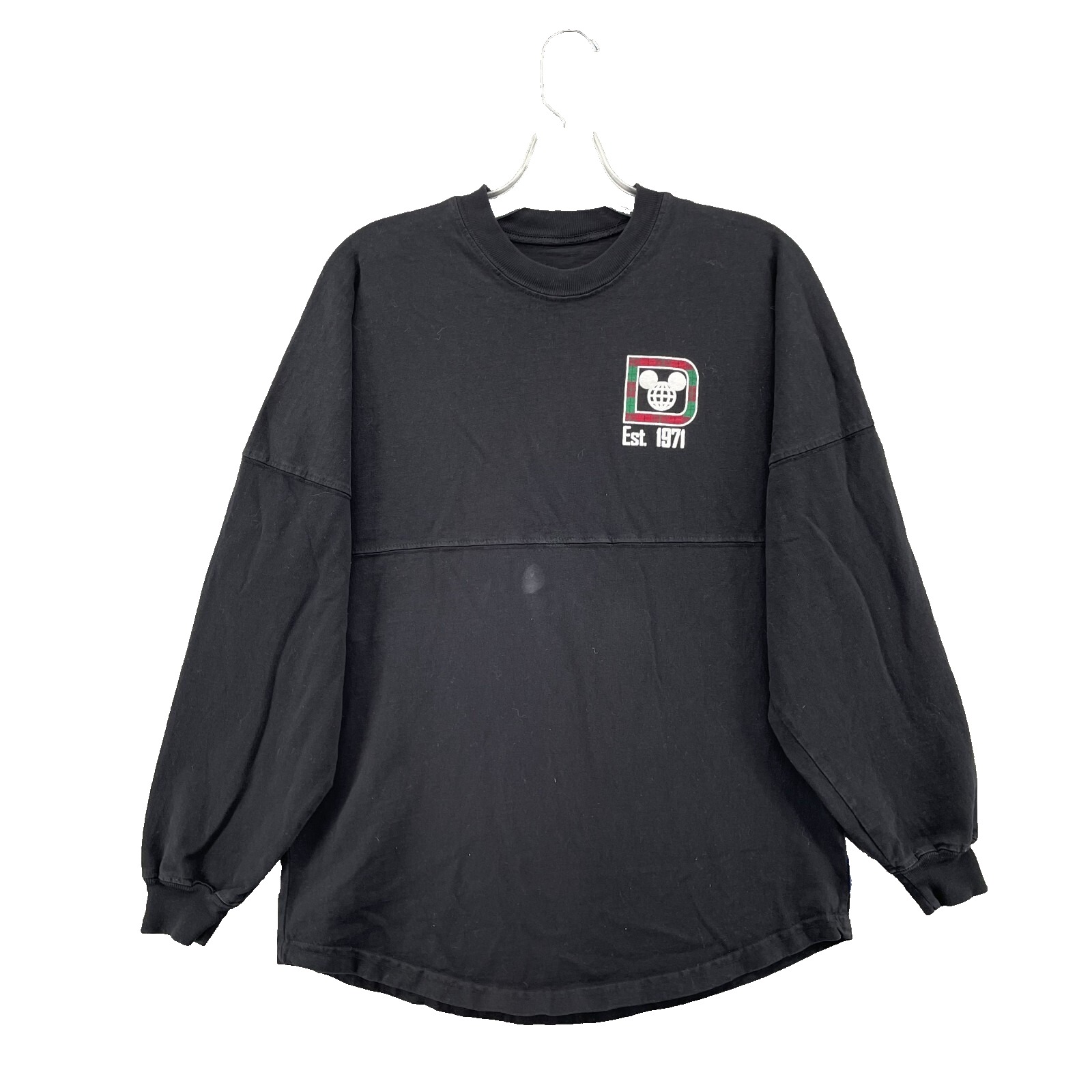 Disney Spirit Jersey Women Xs Black Christmas Plaid Oversize Fall Mickey Holiday